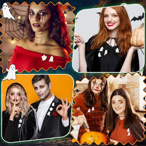 Liliaafar 36 Pieces Halloween Enamel Pins Set Grow in the Dark Halloween Lapel Pins Bulk for Backpacks Clothing Hat Bag Gifts - style: Ghost