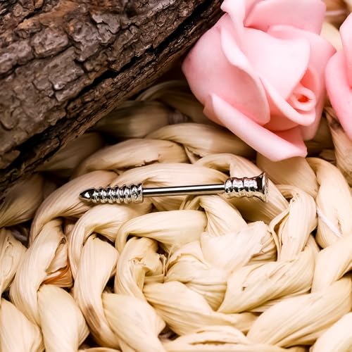 14G Wrench Barbell Nipple Ring 316L Anchor and Rudder Nipple Barbell Screw Nipple Rings Body Piercing Jewelry for Women Men - color: Silver：Screw