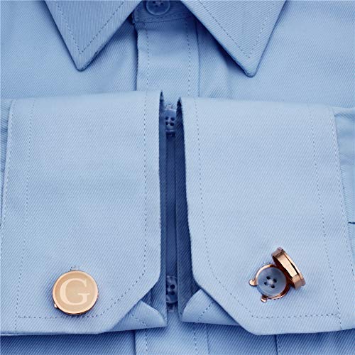 HAWSON Men's Letter Initial Button Cover Cufflinks Letter Rose Gold/Silver Suitable for Formal Business Shirt Letter A-Z - color: Rose Gold Color - G