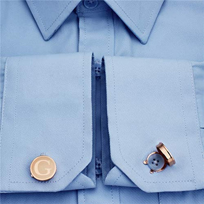 HAWSON Men's Letter Initial Button Cover Cufflinks Letter Rose Gold/Silver Suitable for Formal Business Shirt Letter A-Z - color: Rose Gold Color - G
