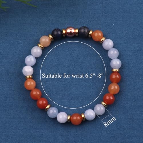KSQS Healing Stone Bead Bracelet for Women, Natural Gemstones Balance Protection Bracelet, Spiritual Crystal Beads Bracelet Anxiety Relief with Meaning Card - color: Breathe