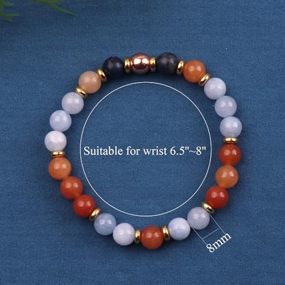 KSQS Healing Stone Bead Bracelet for Women, Natural Gemstones Balance Protection Bracelet, Spiritual Crystal Beads Bracelet Anxiety Relief with Meaning Card - color: Breathe