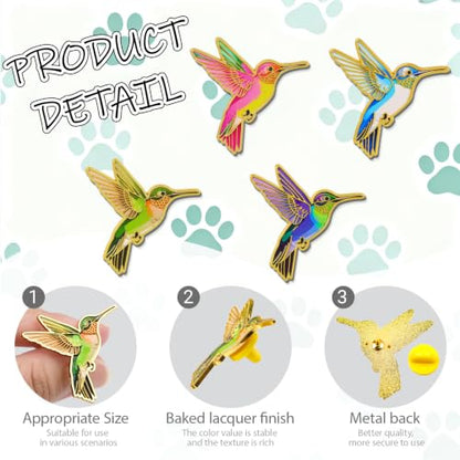 4/6/9/10/12/16/20PCS Cute Enamel Pins Bulk Set, Art Aesthetic Lapel Brooches, Humorous Quote Pins for Backpacks Jackets Hats Bags, Novelty Cool Badges for Women, Men, Teens, Kids - style: 4pcs Hummingbird
