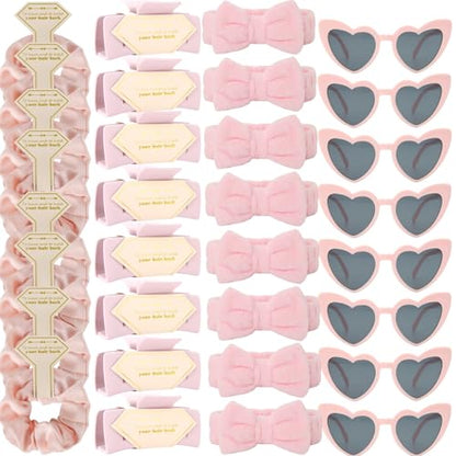 Bridesmaid Scrunchies Proposal Gifts Bachelorette Hair Claws Clips women heart sunglasses for Wedding Party Favors (Pink headband 32pcs) - color: Pink Headband 32pcs