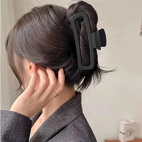 Hair Claw Clips 5 Inch Unbreakable Black XL Large Square Rectangle Clip Clamp for Thick Curly Long Hair Women - 2 Pack - color: E 5 inch