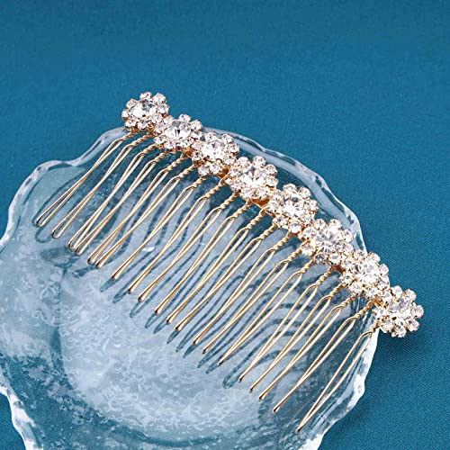 Crystal Bridal Hair Comb Gold Rhinestone Hair Piece Wedding Headpieces Bride Side Comb Wedding Hair Accessories for Bride and and Bridesmaids (Gold) - color: Gold