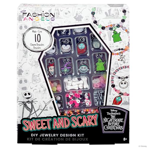 Fashion Angels Disney The Nightmare Before Christmas Jewelry Kit | Includes 800+ Beads, Trendy DIY Sweet & Scary Jewelry Set for Tweens & Teens - size: Tim Burton - The Nightmare Before Christmas