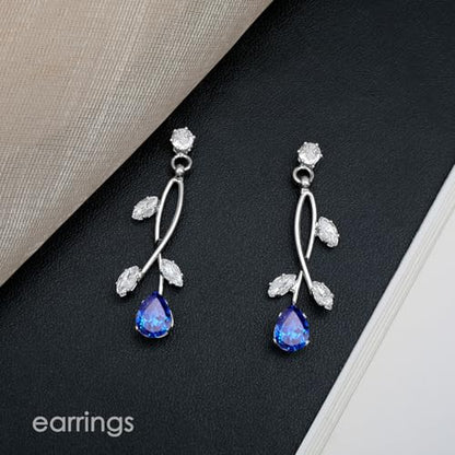 CSY Elegant Bridal Jewelry Sets Clear Cubic Zirconia Wedding Necklace Earrings Bracelet Set for Birdes Bridesmaids CZ Prom Jewelry - color: Royal Blue-Necklace Earrings Bracelet