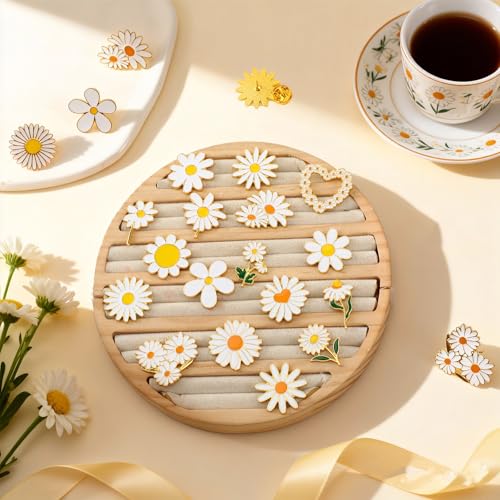 Tondiamo 24/54 Pcs Flower Alloy Enamel Pins Floral Brooch Lapel Pin for Spring Birthday Party Favor Women Jewelry Gift - style: Daisy