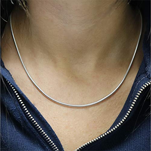 925 Sterling Silver Snake Chain Necklace - 2MM, 3MM, 4MM, 5MM Round Solid Silver Chains - Flexible, Men and Women's Jewelry - Made In Italy - style: 2.5MM