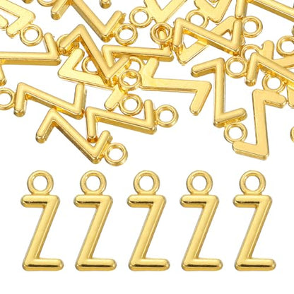uxcell Letter Charm, Alloy Letter Initial Alphabet Charm for DIY Craft Jewelry Making Bracelets Earrings Necklace - color: Gold - Z