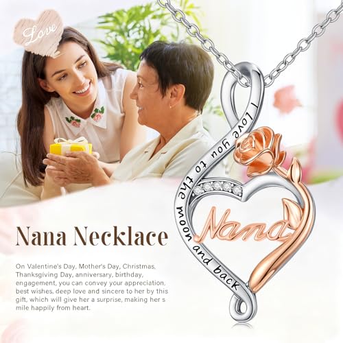 925 Sterling Silver Necklace Gifts for Women Crystal/Opal Jewelry Pendant Christmas Birthday Gift - style: Rose-Nana