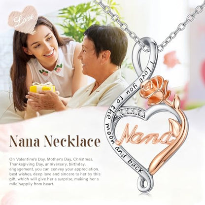 925 Sterling Silver Necklace Gifts for Women Crystal/Opal Jewelry Pendant Christmas Birthday Gift - style: Rose-Nana