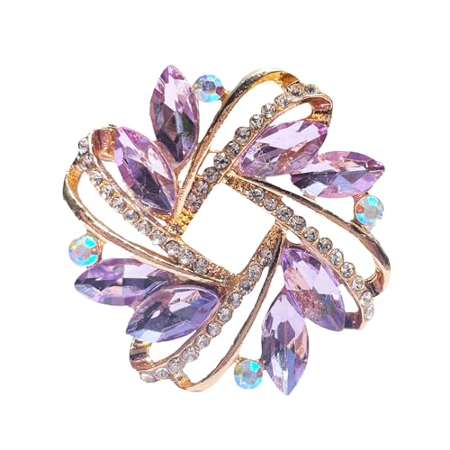 ATHHZ Pearl Flower Brooches and Pins for Women Suit Dress Decorative Gold Brooch - color: Purple A