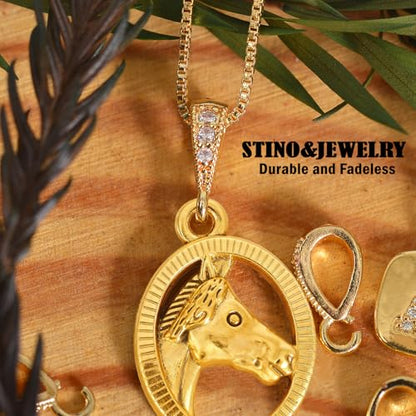 stino 10PCs Small Pendant Bail Clasps for Jewelry (14K Gold Plated) | 10 Pack, Jewelry Connectors, Necklace Bails ,Secure, Jewelry Making - color: 14K Gold Plated