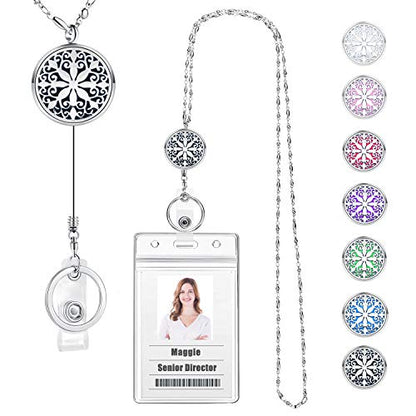 Retractable Lanyard Badge Holder, Retractable Lanyards for ID Badges | Teacher Lanyard Necklace Nurse Badge Reels Accessories Work Jewelry Silver Chain Employee Appreciation Gifts Women - color: 1-retractable-mandala