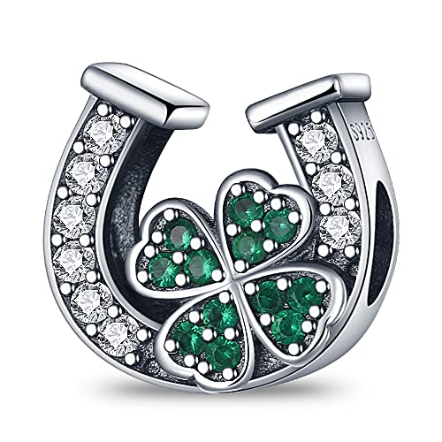 Pandach Animal Charm Bead fits Charms Bracelets for Woman-925 Sterling Silver Dangle Pendant Bead,Jewelry Beads Gifts for Women Bracelet&Necklace - style: Four leaf clover skewer U shaped Charms