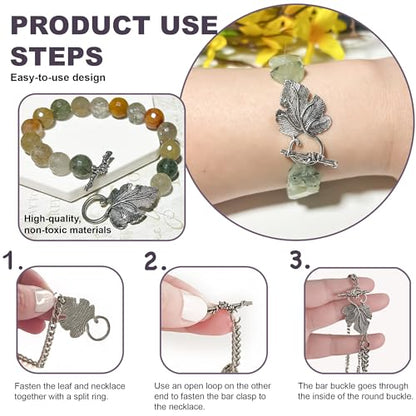 Heather's cf Toggle Clasps for Jewelry Making, 16 Sets Antique Silver Grape Leaf Toggle Jewelry Clasps, Large Necklace Clasp & Bracelet Clasps and Closures for DIY Jewelry Making - color: Large silver toggle clasp