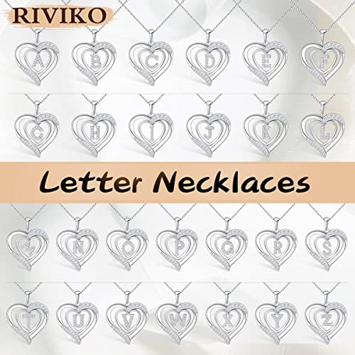 RIVIKO Heart Initial Necklace for Women, 925 Sterling Silver Letter Pendant,Personalized Charm Alphabet Jewelry Valentines Mother's Day Anniversary Christmas Birthday Gifts for Women Her Mom Wife - color: Letter-P