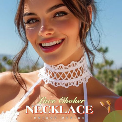 Zoestar Lace Choker Necklace Statement Necklaces for Women - color: 2 white