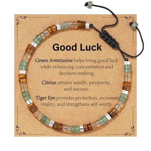 Healing Crystal Bracelet Jewelry Gifts for Women | Triple Protection/Stress Relief/New Beginnings/Good Luck/Empath Protection, Christmas, Birthday - color: Good Luck