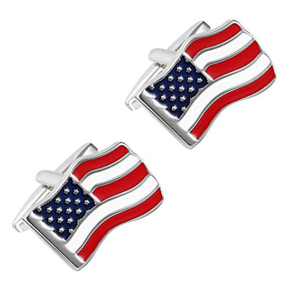 Urban Jewelry Cufflinks for Men, Stainless Steel Tuxedo Shirt Accessories – Black, Silver, Gold Cuff Links for Wedding, Business, Gifts for Father, Husband, Boyfriend, Son - style: USA Flag Style