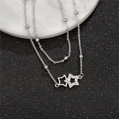kelistom 925 Sterling Silver Bracelets for Women Teens, Love Heart Charm Chain Bracelet Bangle Fashion Jewelry Gifts - color: Double star-white