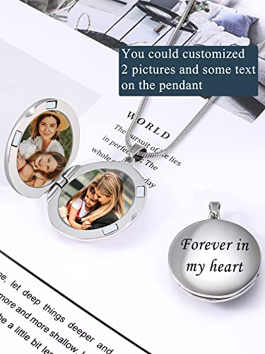 Farfume Personalized Photo Necklace for Women/Men, Memorial Jewelry Gifts | Holds 2 Pictures Pendant, Custom Engraved Text, Beautiful Locket for Girls, Durable Stainless Steel, Mothers Day Gifts - color: A-3 Life tree locket necklace