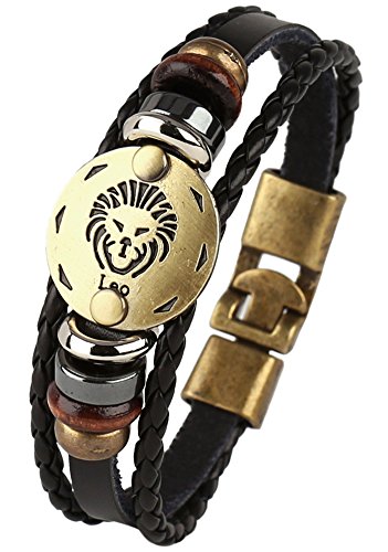 Punk Alloy Leather Bracelet for Constellation Braided Rope Bracelet Bangle - style: Leo
