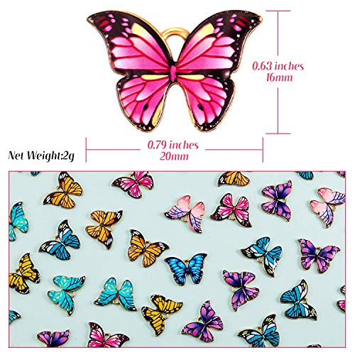 Hicarer 56 Pieces Butterfly Charms for Jewelry Making Colorful Butterfly Pendants Kawaii Enamel Charms for Crafts Bracelets Earrings Necklaces Keychains DIY Supplies