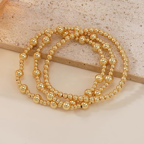 Gold Bracelets for Women, Beaded Cross Stack, Non Tarnish Set，Set-1 | Gold Beaded Bracelet Stack with Stretch Fit, Waterproof Finish and Dainty Design for Everyday Wear and Gifts - color: Colors-13
