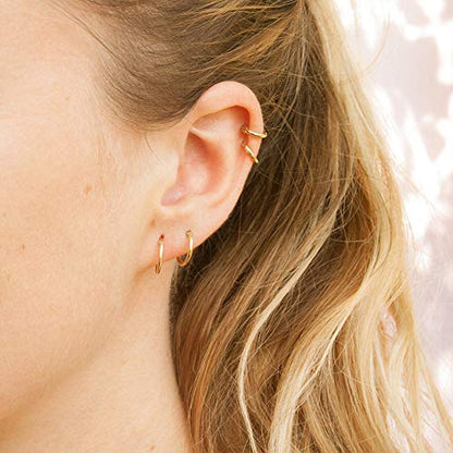 5-10 Pairs Small Gold Silver Hoop Earrings for Women, Stainless Steel Earrings Set Mens Lightweight Thin Hypoallergenic Small Hoops Set - style: 6pcs-G+S 8+10+12mm