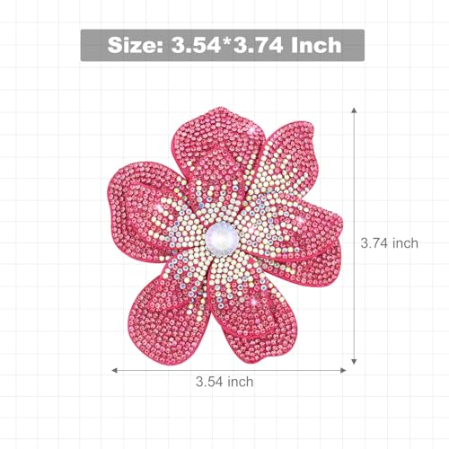 3.74 Inches Rhinestone Camellia Flower Brooch Pins & Hair Clips for Women Elegant Created Crystal Lapel Pin Brooches Wedding Party - color: Rose
