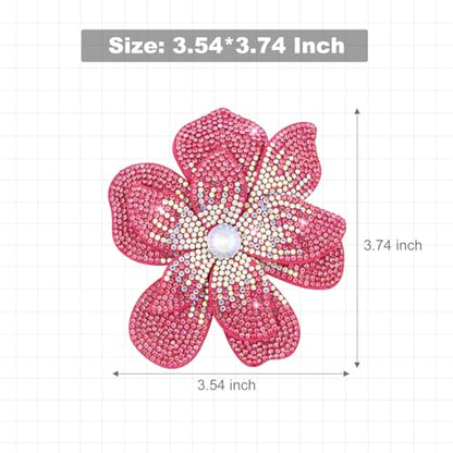 3.74 Inches Rhinestone Camellia Flower Brooch Pins & Hair Clips for Women Elegant Created Crystal Lapel Pin Brooches Wedding Party - color: Rose