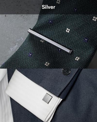 [TAVARAT] Tie Clip Tie Clips for Men Black Silver Light Gold Tie Bar Tie Pin Tps-163 - style: cufflinks set (silver)