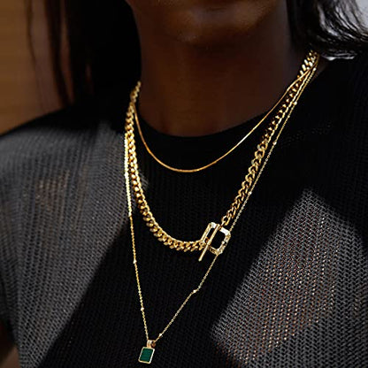FRUMOS 14K Gold Plated Crystal Pendant Necklace Cubic Zirconia Pendant Necklaces for Women Elegant Pearl Pendant Choker Necklaces - color: T-thick Necklace