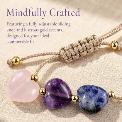 Heart Crystal Bracelet,Natural Gemstone Healing Bead Bracelet | Handmade Jewelry Gifts for Women Men,Graduation Gift for Her - color: S Love Necklace