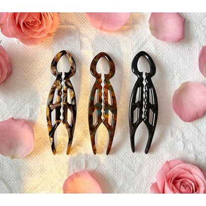 3 PCS Prestige French Hair Pin for Women Prestige Hair Pin for Thin Thick Hair Double-Notch Locking Mechanism Anti-Loosening Women Hair Accessories Valentine's Day Gifts - color: red
