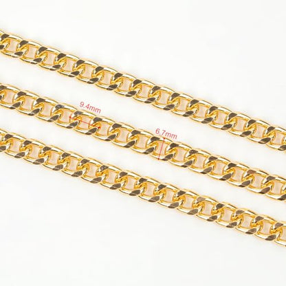 YOUBEIYEE 10 Meters Gold Cuban Link Chain Men and Women Hip Pop Necklace Choker Aluminum Chain for Jewelry Making Jewelry Supplies - color: 6.7x9.4mm-Gold