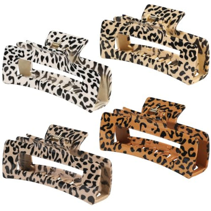 laxizar 4 Pcs Hair Clips 4.1 Inch Claw Clips Leopard Hair Accessories - color: leopard print 3
