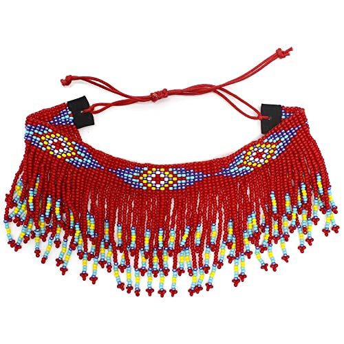 Handmade Beaded Foot Anklet Bohemian for Women Native Southwest Colors Ankle Bracelet - color: Red