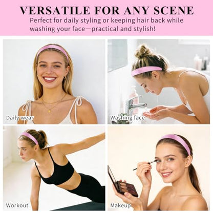 Wecoe Satin Headbands, 16 Pcs 1 Inch Hair Bands for Women & Girls(Set I) | Great for daily wear, festive looks & DIY crafts - color: Set I