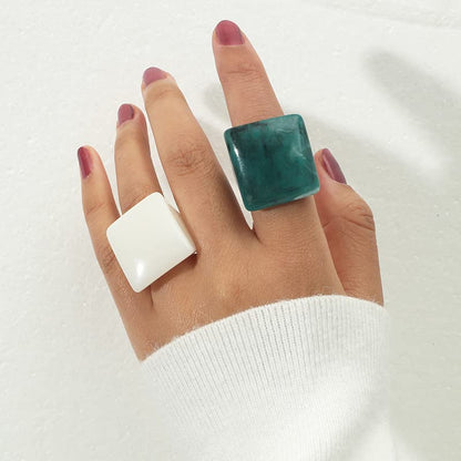 Resin Chunky Rings for Women Multicolor Acrylic Plastic Rings Set Cute Trendy Aesthetic Y2k Statement Rings Thick Dome Heart Knuckle Finger Jewelry - color: White+Green