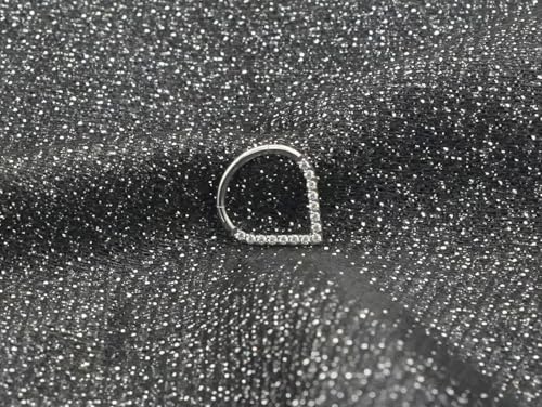 HQLA 16G Nose Hoop Ring Septum Ring Clear CZ Daith Earring Surgical Steel Hinged Segment Seamless Clicker Tragus Rook Helix Cartilage Conch Hoop Piercing Jewelry for Women men 8mm 10mm - style: 16G-8MM-Teardrop-Steel