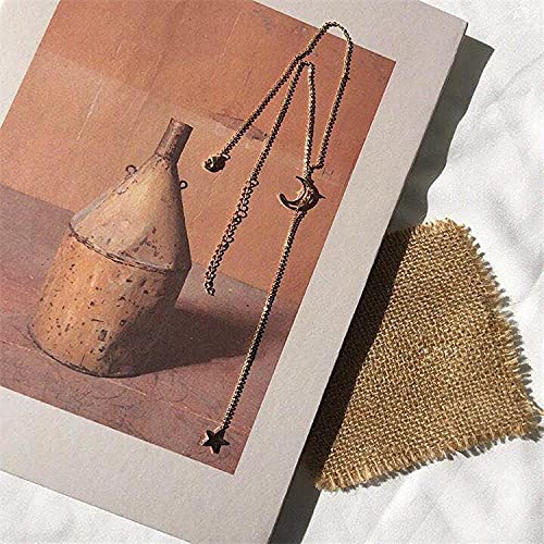 Long Moon and Star Neclace for Women 14K Gold Plated Crescent Moon Star Pendant Choker Lariat Necklaces for Womens Girls - color: gold