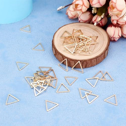 Elecrelive 50Pcs Light Gold Linking Rings Triangle Hollow Frame Charms | Metal Link Charms Frames Connectors Pendant for Earrings Bracelet Necklace Jewelry Making - color: Light Gold