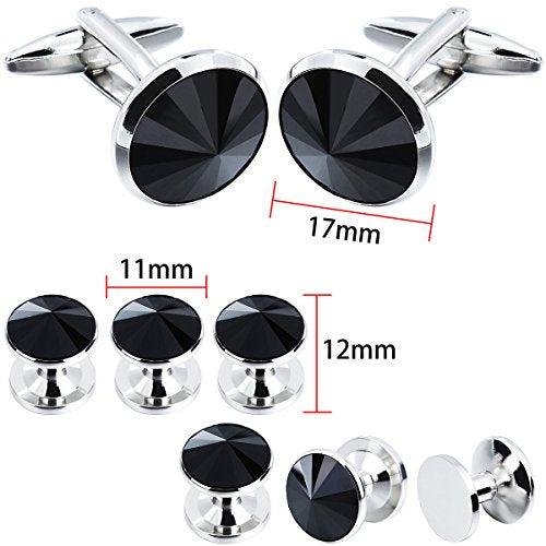 Cufflinks for Men with 4/6 pcs Shirt Studs Set, Gift Box Packed, Mens Jewelry or Accessories for Wedding, Party, Anniversary, Birthday