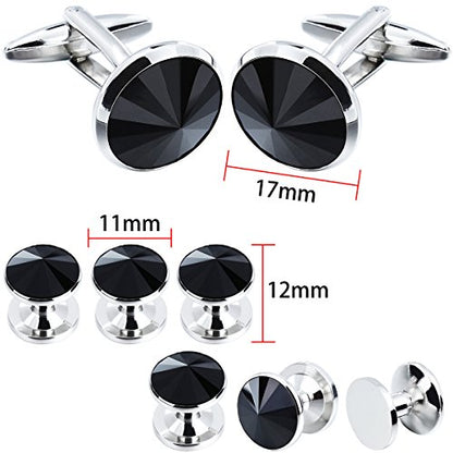 Cufflinks for Men with 4/6 pcs Shirt Studs Set, Gift Box Packed, Mens Jewelry or Accessories for Wedding, Party, Anniversary, Birthday