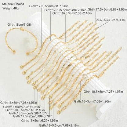 CHICUTIE Gold Bracelets for Women, Elegant 14K Gold Plated Dainty Bracelet set Trendy Link Chain Stackable Bracelets Pack Jewelry Gifts for Women - color: Gold