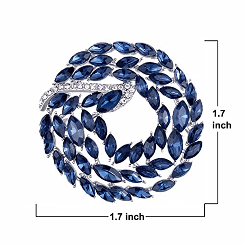 Brooch Pins for Women Girls Fashion Flower Crystal Rhinestone Pearl Jewelry - color: blue